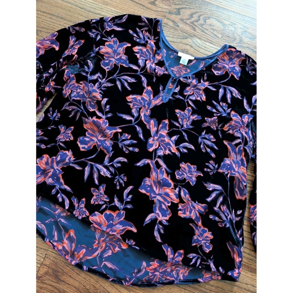 Sundance Purple Burnout Velvet Floral Vine Top Balloon Sleeve Boho Sz PS Witchy - Picture 3 of 9
